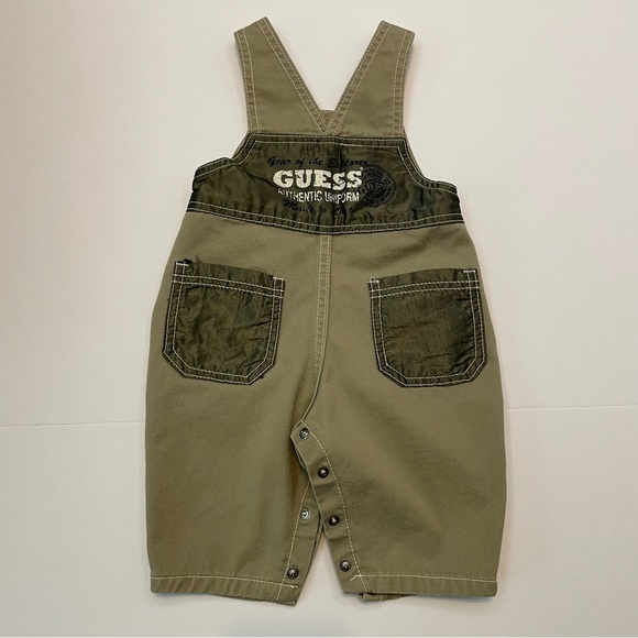 Baby Guess Infant Boys Khaki Green Overalls Sz 6 months - Picture 2 of 6